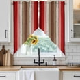 thumbnail image 4 of Red Pink Kitchen Window Curtains, Swag Curtains Valance for Bedroom Living Room Bathroom, Farmhouse Wood Grain Vintage Brown Striped Rod Pocket Window Treatment Curtain Block Drapes 2 Panels 28"x36", 4 of 9