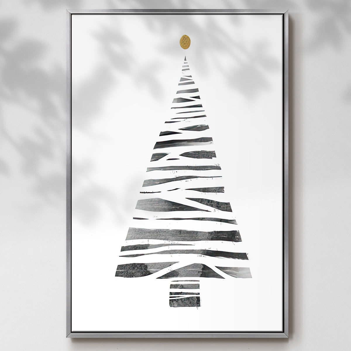 Christmas Tree I - Framed Gallery Wrapped Holiday Canvas - 27 x 41 - Silver Frame