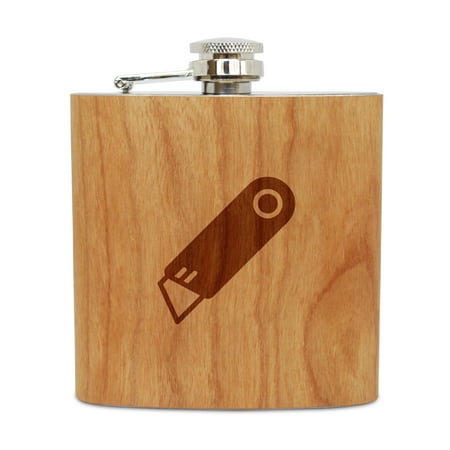 - Cutter 6 Oz Wooden Flask (Cherry), Stainless Steel Body, Handmade In Usa