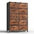 thumbnail image 4 of Dresser for Bedroom 9 Tall Fabric Clothes Cabinet Storage Organizers and Wood Top Surface Table Chest of 9 Drawers, Living Room, Hallway, Porch, Kids Bedroom Dresser, 4 of 8