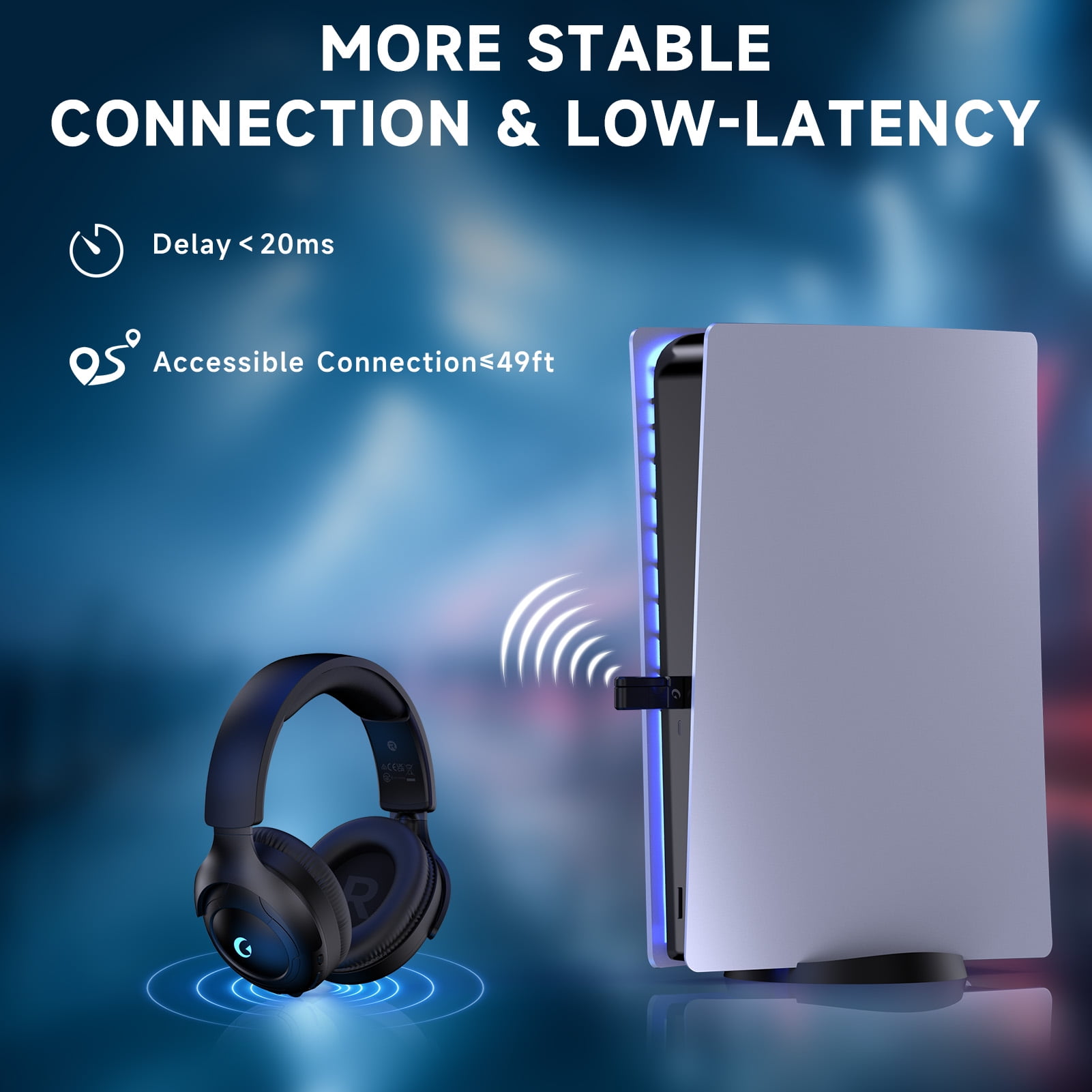 Froura Wireless Gaming Headsets for PS5 PC Switch PC with Bluetooth 5.2, 2.4 GHz USB Gaming Headphones with Detachable Noise Canceling Mic, 40H, 3.5mm Wired for Xbox Series,Black