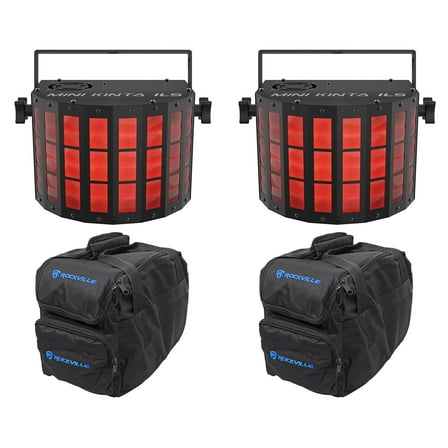 2 Chauvet DJ Mini Kinta ILS RGBW LED Party/Stage Effect Lights D-Fi USB/DMX Bags
