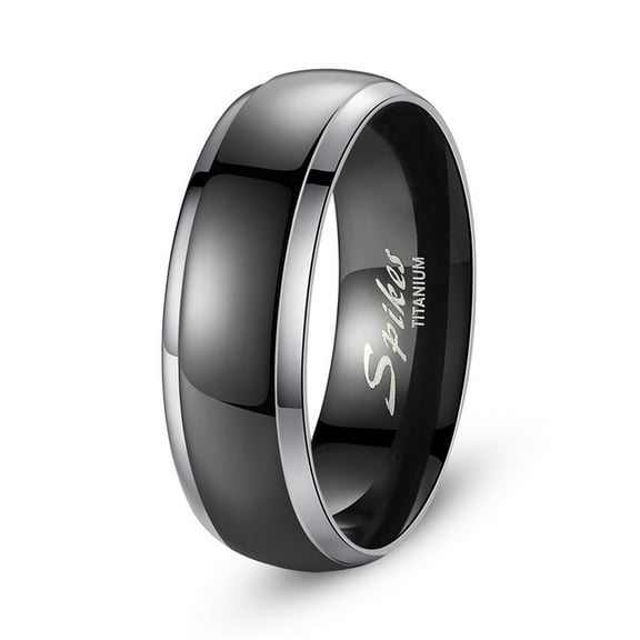MABELLA 8MM Black Elegant Titanium Ring Band Gifts for Men Sizes 9 to 13