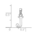 Solid 14K White Gold J Block Initial Letter Alphabet Charm Pendant
