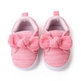 thumbnail image 5 of Dakaela 0-18M Baby Barefoot Walking Shoes Infant Boys Girls Bow Knit Sneakers Newborn Crib Flats Shoes with Hook and Loop Pink, 5 of 6