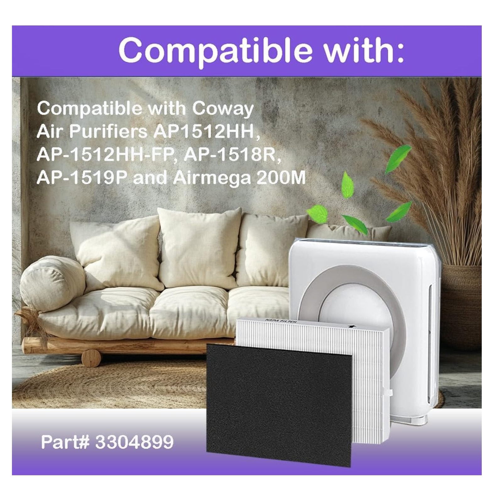 2 Pack H13 True HEPA Filters Compatible Replacement for AP1512HH -1512HH-FP -1518R -1519P and Airmega 200M (2 x True HEPA + 8 x Carbon Pre Filters) #3304899