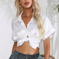 thumbnail image 4 of Chbgutlmr Button down Shirts for Women Lapel Neck Stain Short Sleeve Blouses Business Casual Work Tops, 4 of 8