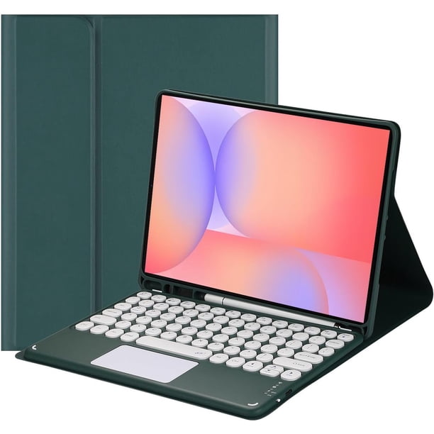 Funda con teclado táctil para Samsung Galaxy Tab S10 Lite/S10 FE/S9 FE 10.9 pulgadas/Tab S9 11 pulgadas, con soporte para lápices, teclado Bluetooth táctil desmontable magnéticamente