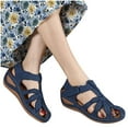 thumbnail image 4 of Anuirheih Womens Sandals Wedge Shoes, Comfortable Ankle Strap Closed Toe Summer Sandals Casual Outdoor Wedges(Soft Sole,Blue), 4 of 5