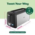 thumbnail image 2 of BELLA tostador de 4 rebanadas, ranura larga y bandeja extraíble para migas, 7 opciones de sombreado con apagado automático, botón de cancelación y recalentamiento, pan tostado y bagel, acero, 2 of 5
