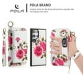 thumbnail image 4 of Multifunctional Wallet Case For Samsung Galaxy S22 Plus with RFID Blocking Card Slots,Detachable Purse Soft PU Leather Magnetic Snap Hand Strap Zipper Pocket Cute Flower Case with Carabiners,White, 4 of 13