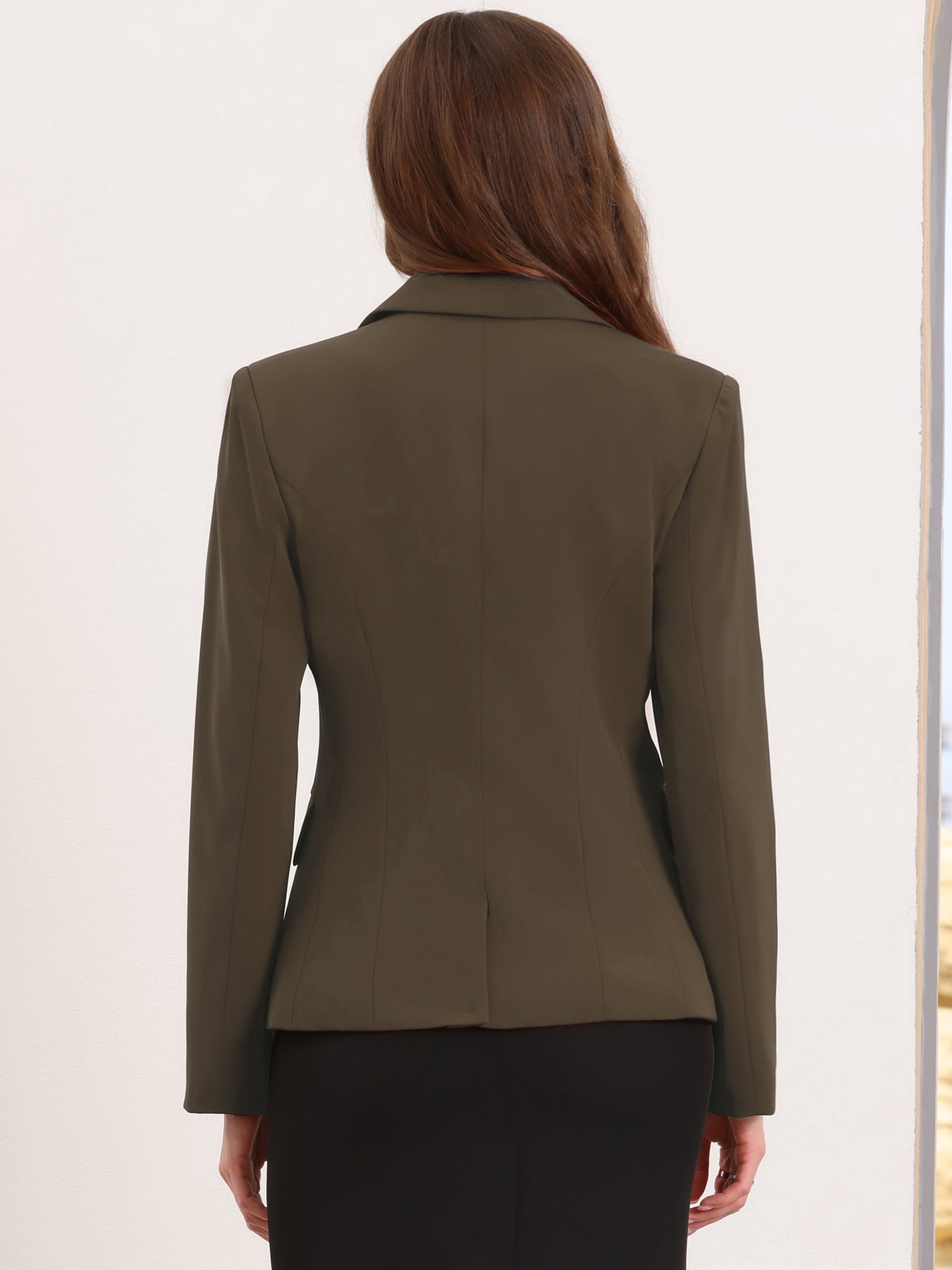 DARING DIVA Women's Casual Long Sleeve One Button Pockets Suit Jacket XS Coffee