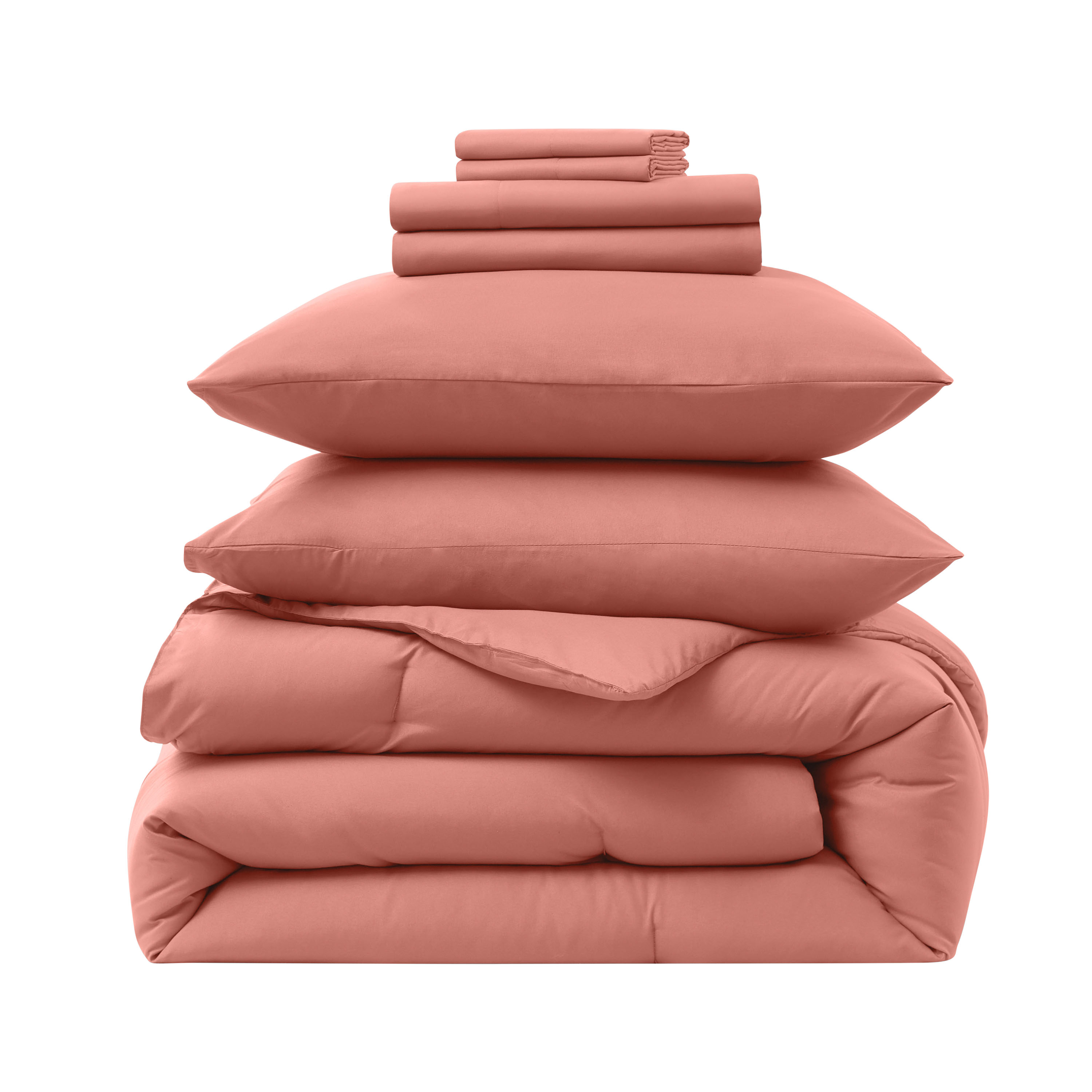 LammaLoe King SizeComforter Set, 7 Piece Bed in a Bag, Ultra Soft Bedding Comforter Set with Sheets, All Season Bed Set, Terracotta