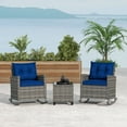 thumbnail image 1 of Costway 3 PCS Patio Wicker Rocking Set with Tempered Glass Table & Soft Cushions Outdoor Navy, 1 of 10