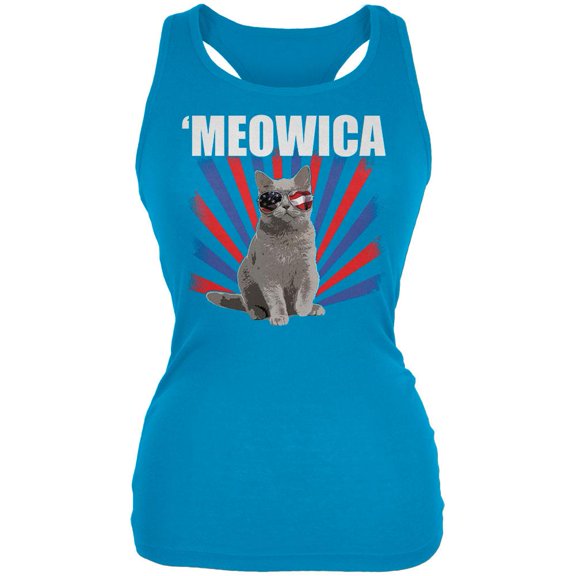 4th Of July Meowica America Patriot Cat Juniors Soft Tank Top MD