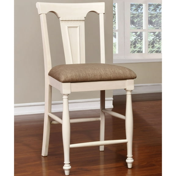 Furniture of America Cido Cottage Style Upholstered Fabric Counter Counter Height Dining Chairs - Set of 2, White
