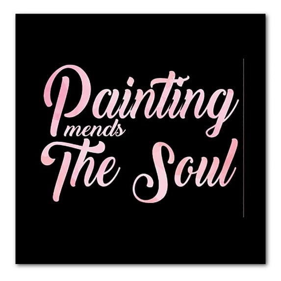 DistinctInk Custom Bumper Sticker - 4" x 4" Decorative Decal - Black Background - Painting Mends the Soul