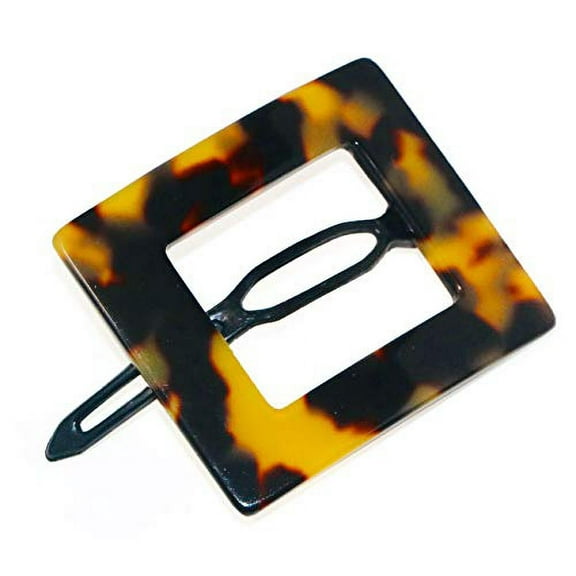 French Amie Squared Small Handmade Celluloid Metal Free Side Slide Hair Barrette