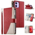 thumbnail image 1 of Funda cartera GANGXUN para iPhone 12 Mini , cuero PU con tarjetero, cremallera, correa de mano, soporte y protección 581°, 1 of 6