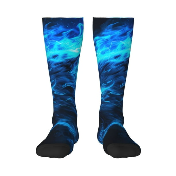 Fotbe Wolf Calcetas Divertidas Estampadas para Hombre y Mujer, Calcetas de Algodón hasta la Rodilla para Caminar, Correr, Enfermería y Embarazo