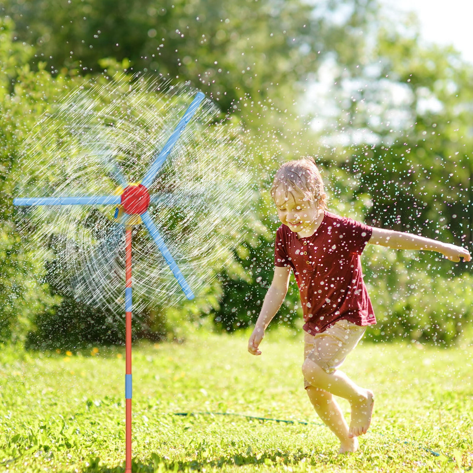 RITIER Rotating Windmill Sprinkler for Lawn, Sprinklers for Yard with 36 Spray Holes, Summer Backyard Fun for Family, Durable Lawn Sprayer