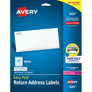 Avery Easy Peel Return Address Labels, Sure Feed Technology, Permanent Adhesive, 1/2" x 1-3/4", 2,000 Labels (5267)