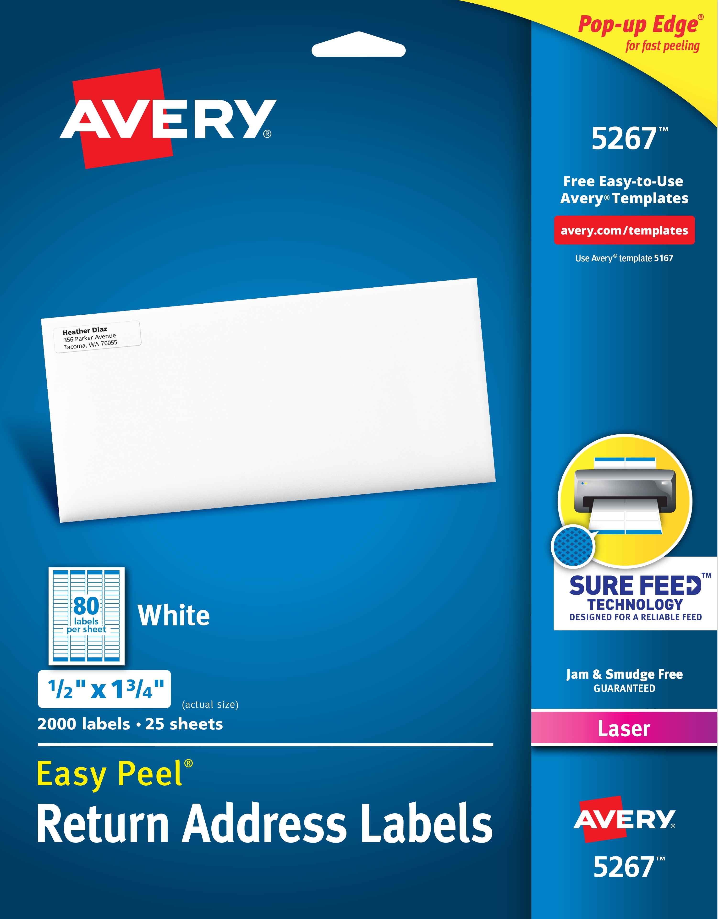 Avery Easy Peel Return Address Labels Sure Feed Technology Permanent 