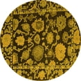 thumbnail image 1 of Ahgly Company Machine Washable Indoor Round Oriental Yellow Traditional Area Rugs, 7' Round, 1 of 4