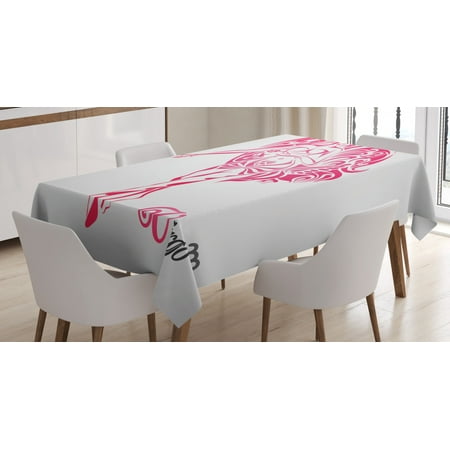 

Zodiac Virgo Tablecloth The Virgin of the Zodiac Illustration with Abstract Angel Wings Mystical Rectangular Table Cover for Dining Room Kitchen 60 X 90 Inches Pink Pale Grey by Ambesonne