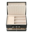 thumbnail image 3 of Unique Bargains 2 Layer Jewelry Box PU Leather Jewelry Case for Earring Necklace Ring Black, 3 of 8