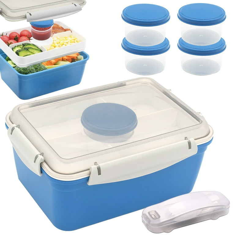 Salad Lunch Container with 5 Compartments Lunch Box with Foldable Fork Salad  Dressing Container Bento Box Portable Large Capacity Reusable Salad Bowl  for Work Travel School Picnic 