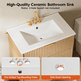 thumbnail image 4 of 30 Inch Bathroom Vanity with Ceramic Sink, Freestanding Bathroom Sink Cabinet with Fluted Doors, 2 Doors and 1 Drawer, Adjustable Shelf, Modern Bathroom Storage Combo, Natural Oak, 4 of 10