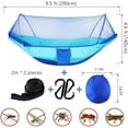 thumbnail image 2 of Camping Hammock with Mosquito Net, Hammocks with Tree Straps Carabiners, 1 & 2Persons Outdoor Portable Tree Straps Swing Hammock, Nylon Parachute Material Hammocks, Blue, 2 of 6