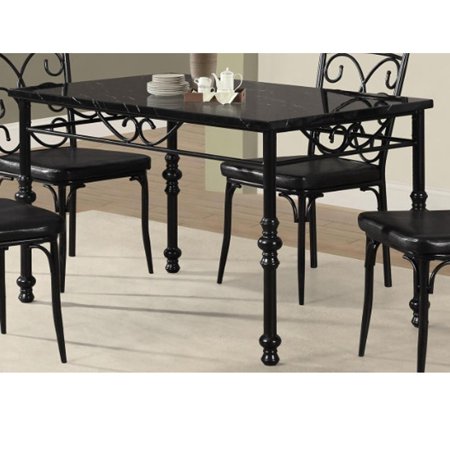 Black Marble Top - Benzara Metal Dining Table With marble top Black