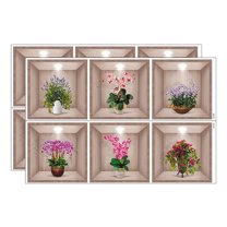 UYUH 3D Flowers Vase Wall Sticker Natural Plants & Leaves Decals for Bathroom, Toilet Decor Self-Adhesive Peel & Stick Vinyl Art for All Walls