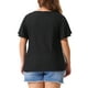 thumbnail image 3 of Camiseta de mujer de talla grande Agnes Orinda, con cuello redondo, ajuste holgado, mangas con volantes, blusas casuales de verano, 4X, negra, 3 of 5