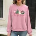 thumbnail image 5 of GuzomFashion Womens Christmas Sweatshirt Waffle Knit, Crew Neck Long Sleeves, Tis The Season Graphic, Pink,Size L, 5 of 6