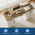 thumbnail image 6 of 58” Executive Desk with Drawers & Cabinet – Farmhouse Home Office Table for Bedroom, Game Room, 6 of 7