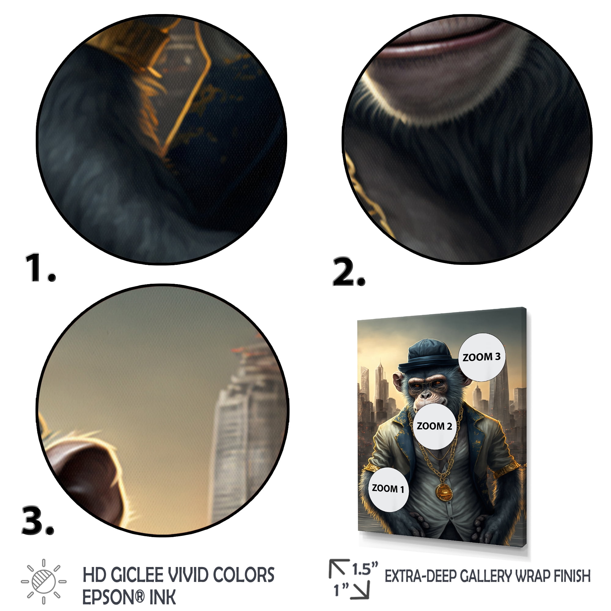 Designart Monkey Gangster In NYC III Canvas Wall Art