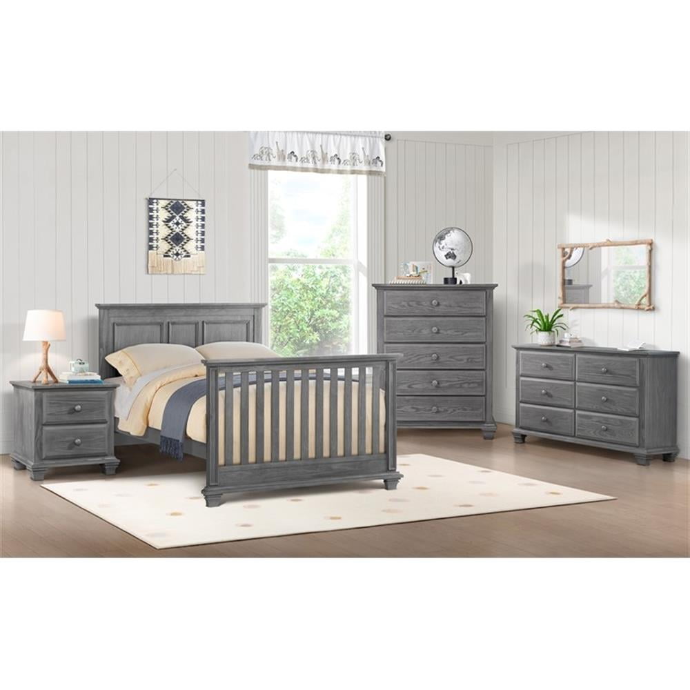 Oxford Baby Kenilworth 4-in-1 Convertible Crib, Graphite Gray, GREENGUARD Gold Certified, Wooden Crib