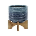 thumbnail image 2 of Sagebrook Home 5" Dotted Planter With  Wood Stand, Blue, Round, Ceramic, Contemporary, 6"L X 6"W X 8"H, Dot, 2 of 9
