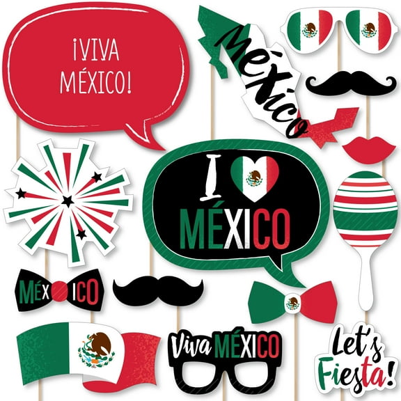 Big Dot of Happiness Viva Mexico - Mexican Independence Day Party Photo Booth Props Kit - 20 Count