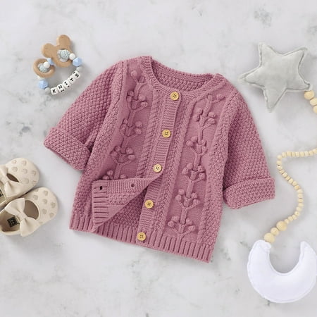 

BadyminCSL Newborn Infant Baby Girl Boy Winter Jacket Warm Button Coat Knit Outwear Sweater