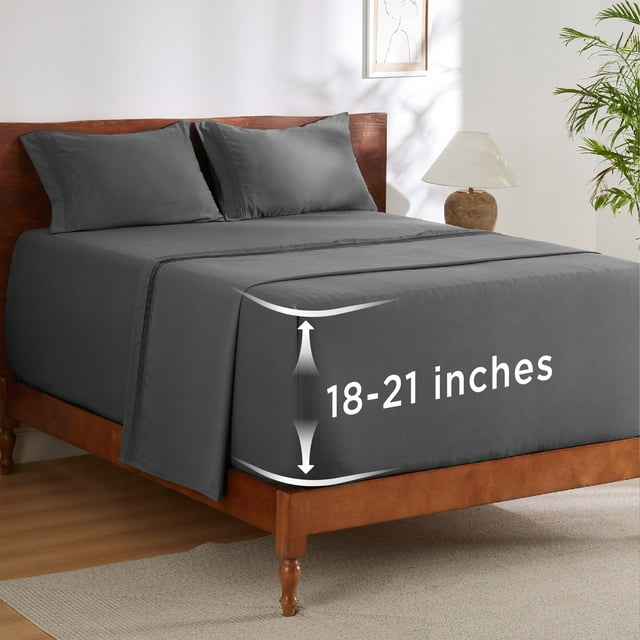 Juego de Sábanas Bedsure Twin XL GentleSoft Transpirable Gris Oscuro