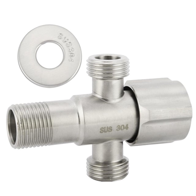 Válvula de ángulo de 3 vías de acero inoxidable Alupre de 1/2 ", grifo de baño montado en la pared, válvula de cierre, válvula de cierre