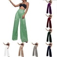thumbnail image 4 of BUYISI Women Wide Leg Pants Long Solid Bright Beaded Casual Trousers Loose Club Wear White S, 4 of 9