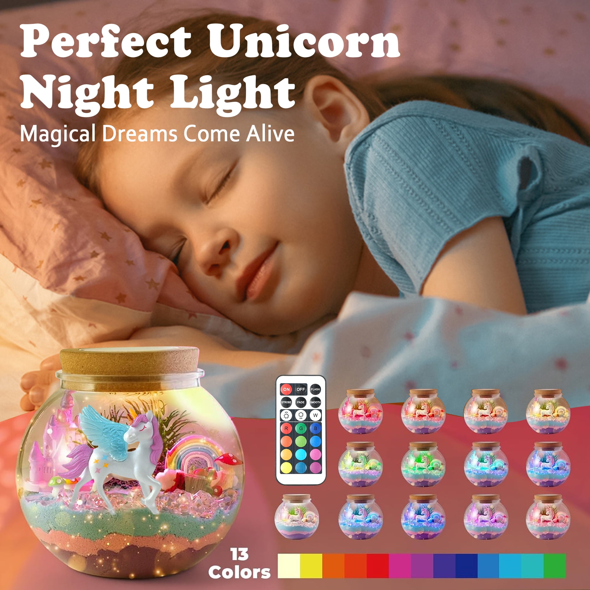JBeeCtrl Unicorn Terrarium Crafts Kit for Girls Unicorn Night Light Gifts for 3 4 5 6 7 8 Years Old Girls Toys DIY Arts & Crafts Kit Toys for Girls 8-11 Years Birthday Gifts