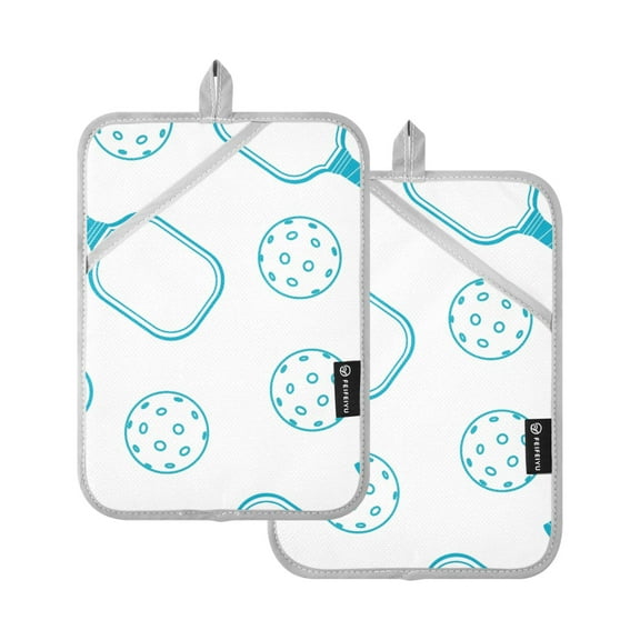 Pickleball Blue Pot Holders Set of 2 Heat Resistant Kitchen Oven Gloves Potholder Cooking Baking Microwave Mitts
