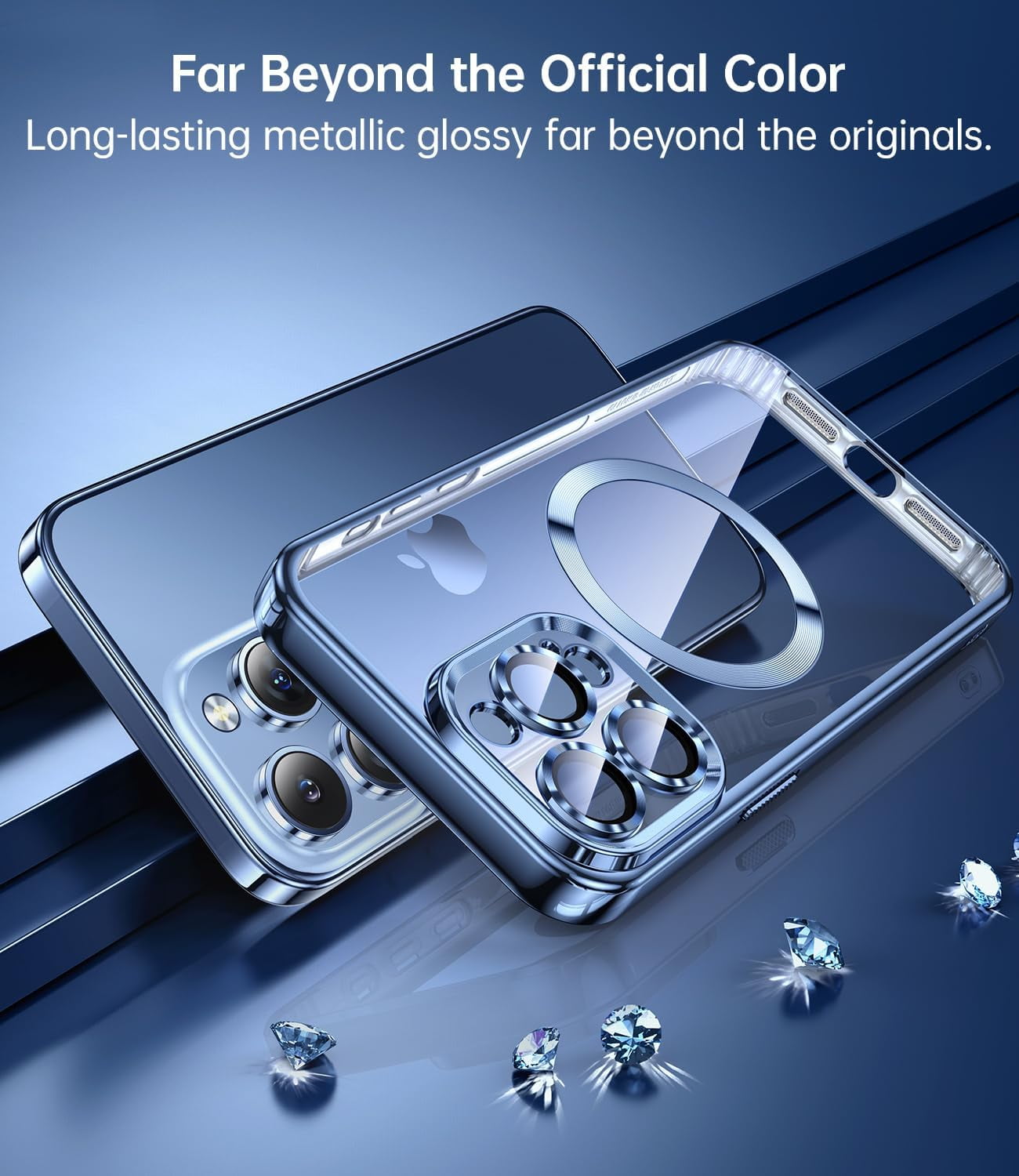 Blue Titanium for iPhone 15 Pro Case with Full Camera Protection