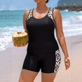 thumbnail image 5 of BODOAO Women's 2 Piece Tankini Swimsuit, Floral Print Athletic Racerback Tank Top and Boy Shorts, Stretchy Quick Dry Bathing Suit for Beachwear Swimwear Outfit White 4XL, 5 of 9